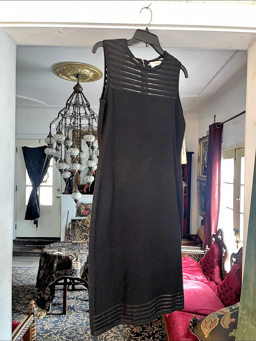 Eliza J Black Sleeveless Stretch Midi Dress Size Large